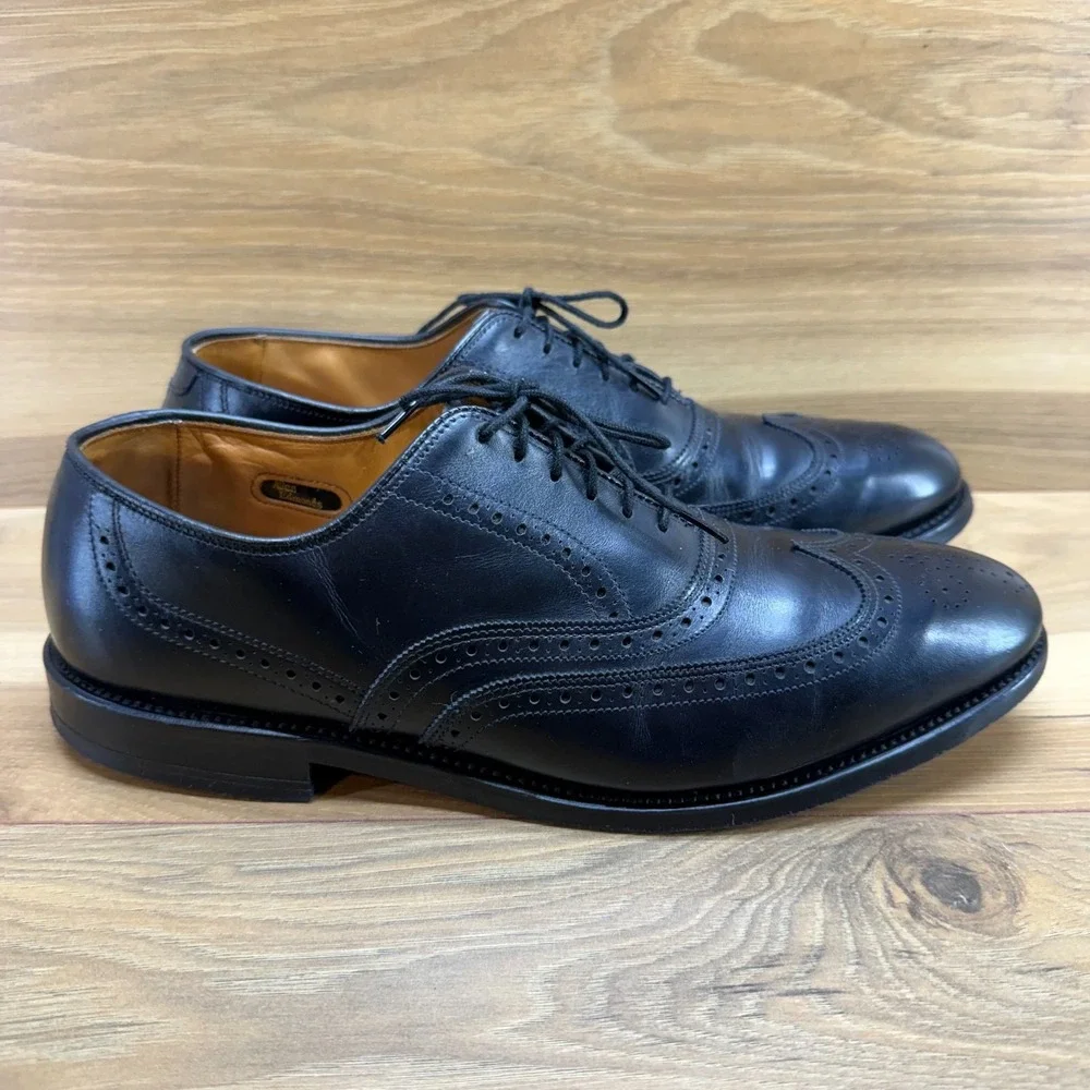 Allen Edmonds Chestern Wingtip Oxfords Mens 9 B Black Leather Medallion